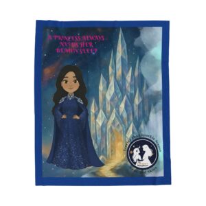 Ice Castle Princess Velveteen Plush Blanket | Dark-Haired Girl Illustration